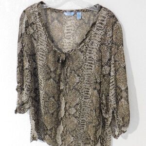 Izod Womens Top Size Medium Semi-Sheer Animal Print Blouse